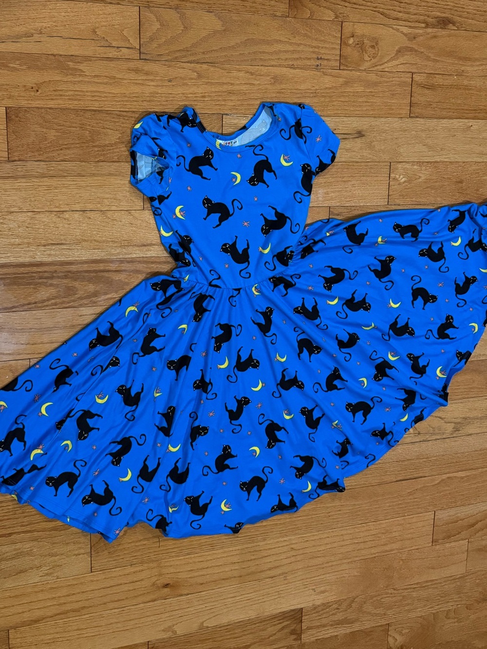 Dot Dot Smile Halloween Twirl Dress Soft with Black Cat and Moon Print Size 8/10